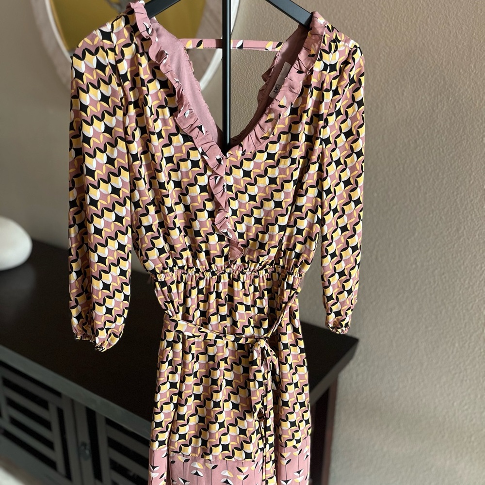 DR2 Pink/ Mauve Ruffle Trim Dress